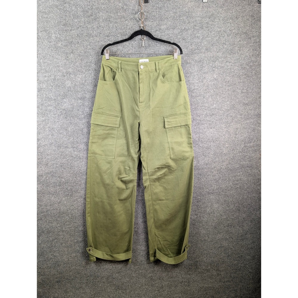 Steve Madden Womens M Cargo Pants Olive Green Wide Leg Military Surplus Utility